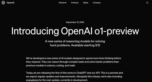 OpenAI 发布“ o1”新一代大模型更擅长推理也更贵