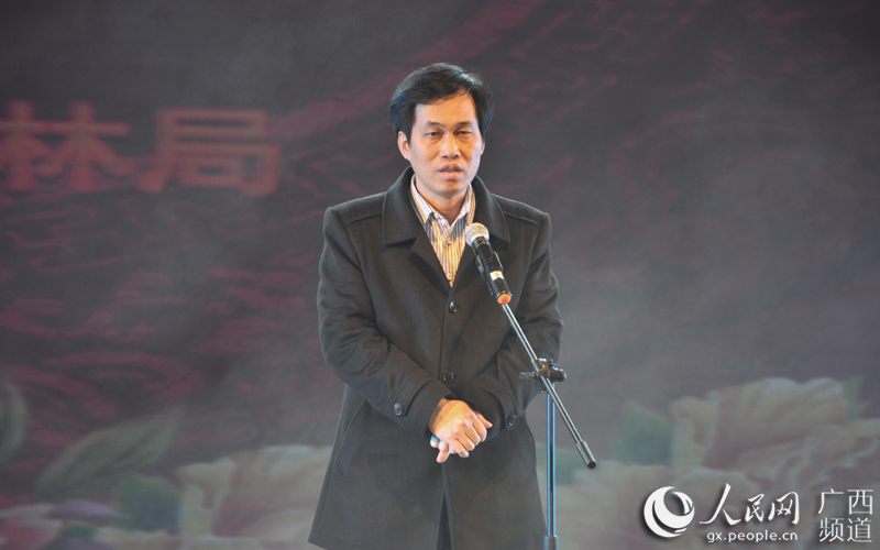 广西壮族自治区文明办活动处处长廖荣生在展演上发表讲话