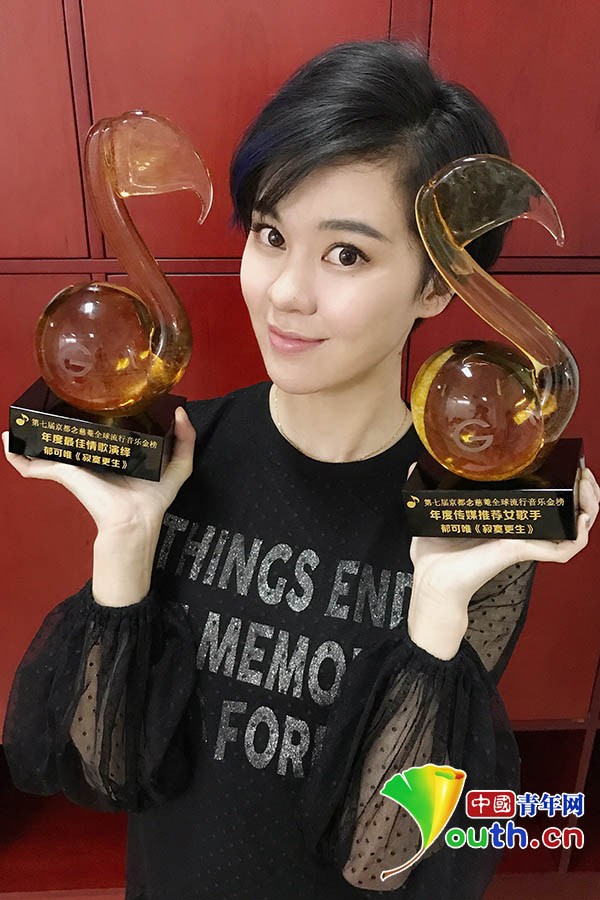 郁可唯现身全球流行音乐金榜年度盛典 豪揽两