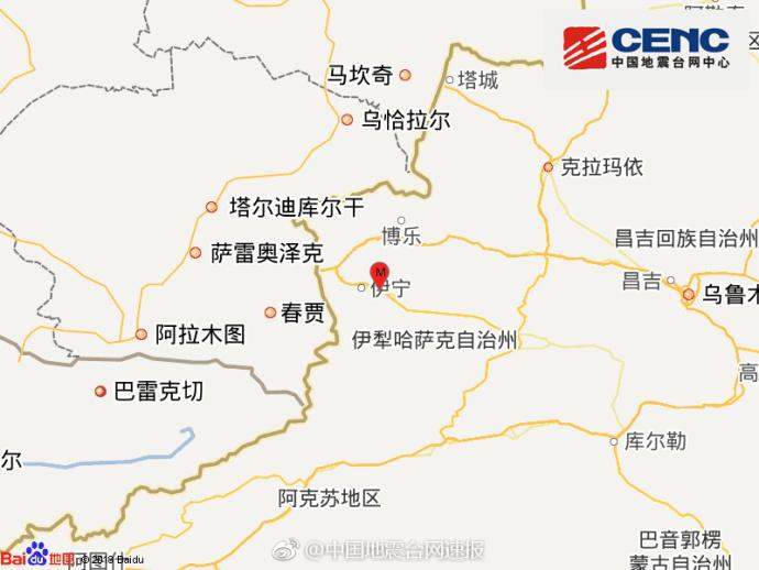 新疆伊犁州伊宁县发生3.9级地震 震源深度18千米图片