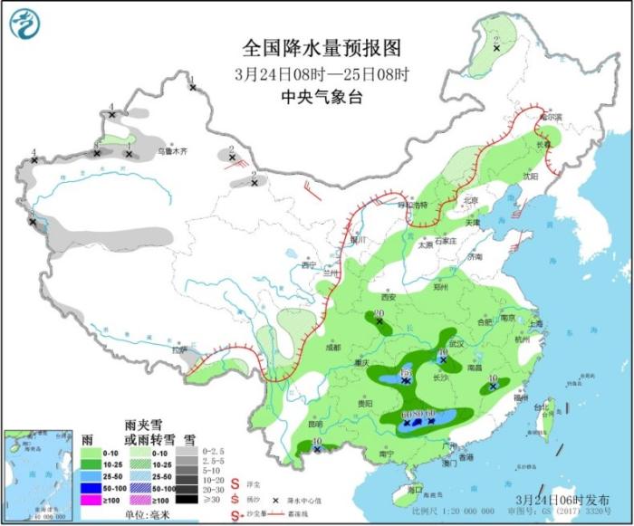 中国大部地区将出现降雨和强对流天气 云南、广西和广东等局地出现冰雹