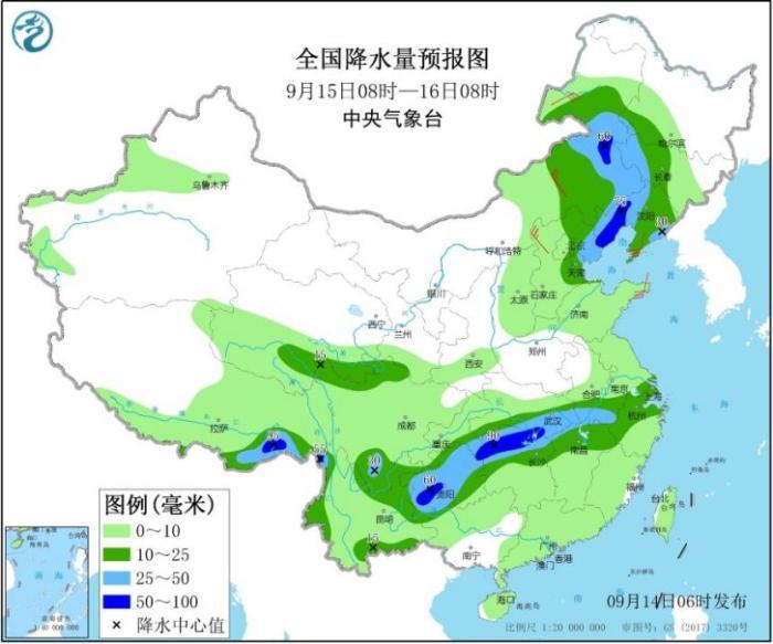 全国降水量预报图 来源:中央气象台