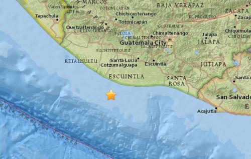 危地马拉南部海域发生5.0级地震 震源深度35公里