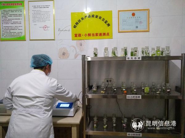 富蔬公司的工作人员正在进行农残检测。记者江枫摄