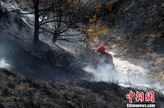 森警官兵清理烟点。 罗艺鑫 摄