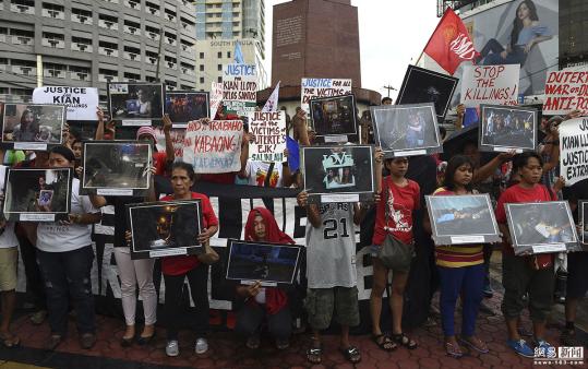 菲律宾禁毒一周射杀91人民众抗议