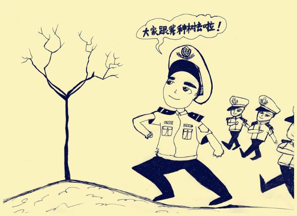 手绘漫画:植树节里植树忙