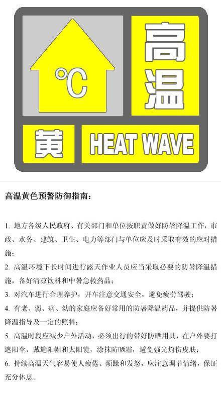 北京市发布高温黄色预警最高气温将达35