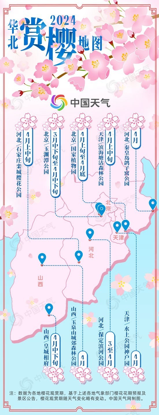 春日限定浪漫！请查收这份2024华北地区赏樱地图