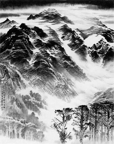 中国画山中本无事烟雨日日临