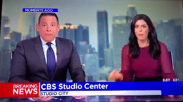 WATCH @CBSLA anchors seek shelter under desk during live broadcast when 6.9 magnitude Sout(1).gif