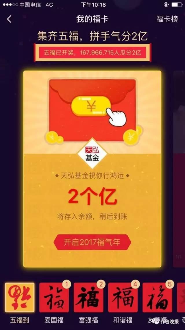 你的"五福红包"分了多少钱?有人"在北京中了一套房"!